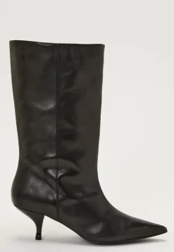 MAKE WAY Aidon Nahan Kengät|Korkokengät*Heeled Mid Knee Leather Boot