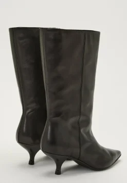 MAKE WAY Aidon Nahan Kengät|Korkokengät*Heeled Mid Knee Leather Boot