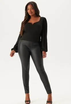Happy Holly Skinny-Housut|Korkeavyötäröiset Housut*High Waist Push-Up Coated Treggings