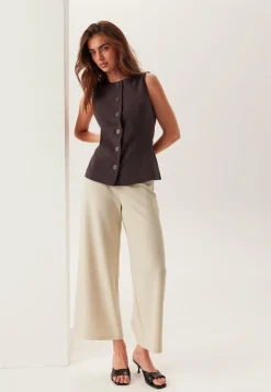 BUBBLEROOM Leveälahkeiset Housut|Korkeavyötäröiset Housut*High Wide Cropped Trousers