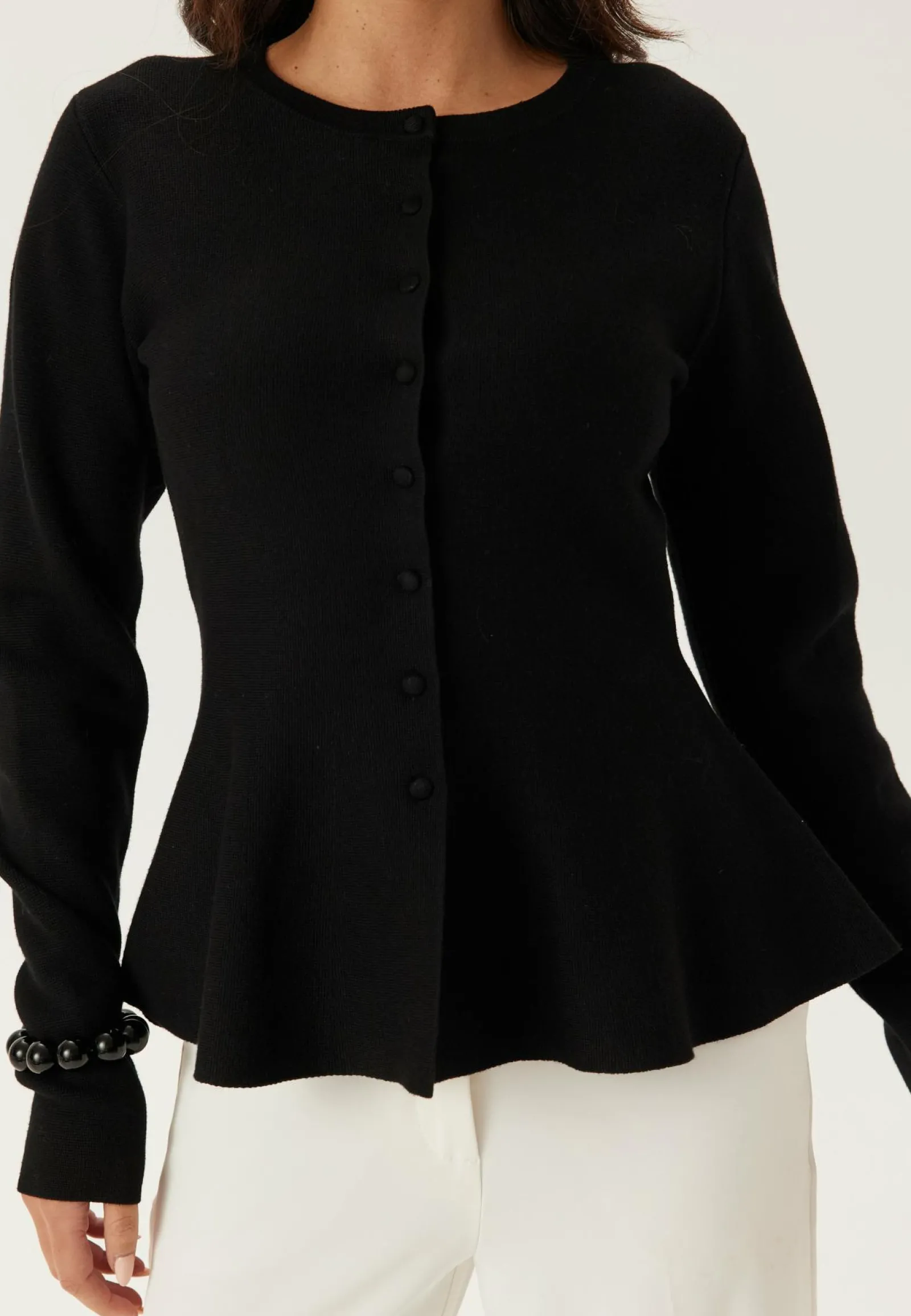 BUBBLEROOM Neuletopit|Neuletopit*Knitted Peplum Cardigan