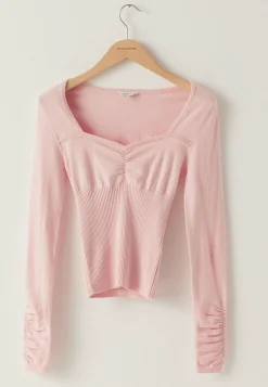 BUBBLEROOM Pitkähihaiset Topit|Perustopit*Knitted Sweetheart Top