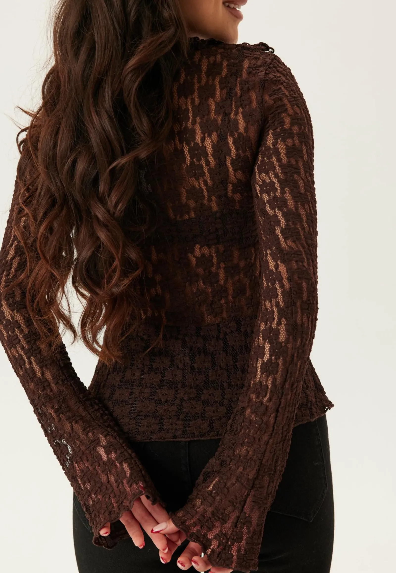 BUBBLEROOM Pitkähihaiset Topit|Pitsitopit*Lace Frill Top