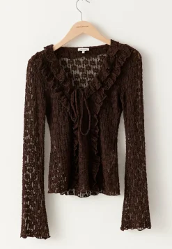 BUBBLEROOM Pitkähihaiset Topit|Pitsitopit*Lace Frill Top