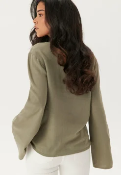 Happy Holly Rennot Setit|Yksiväriset Puserot Ja Paidat*Linen Wide Sleeve Blouse