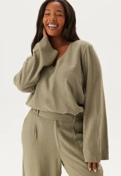 Happy Holly Rennot Setit|Yksiväriset Puserot Ja Paidat*Linen Wide Sleeve Blouse