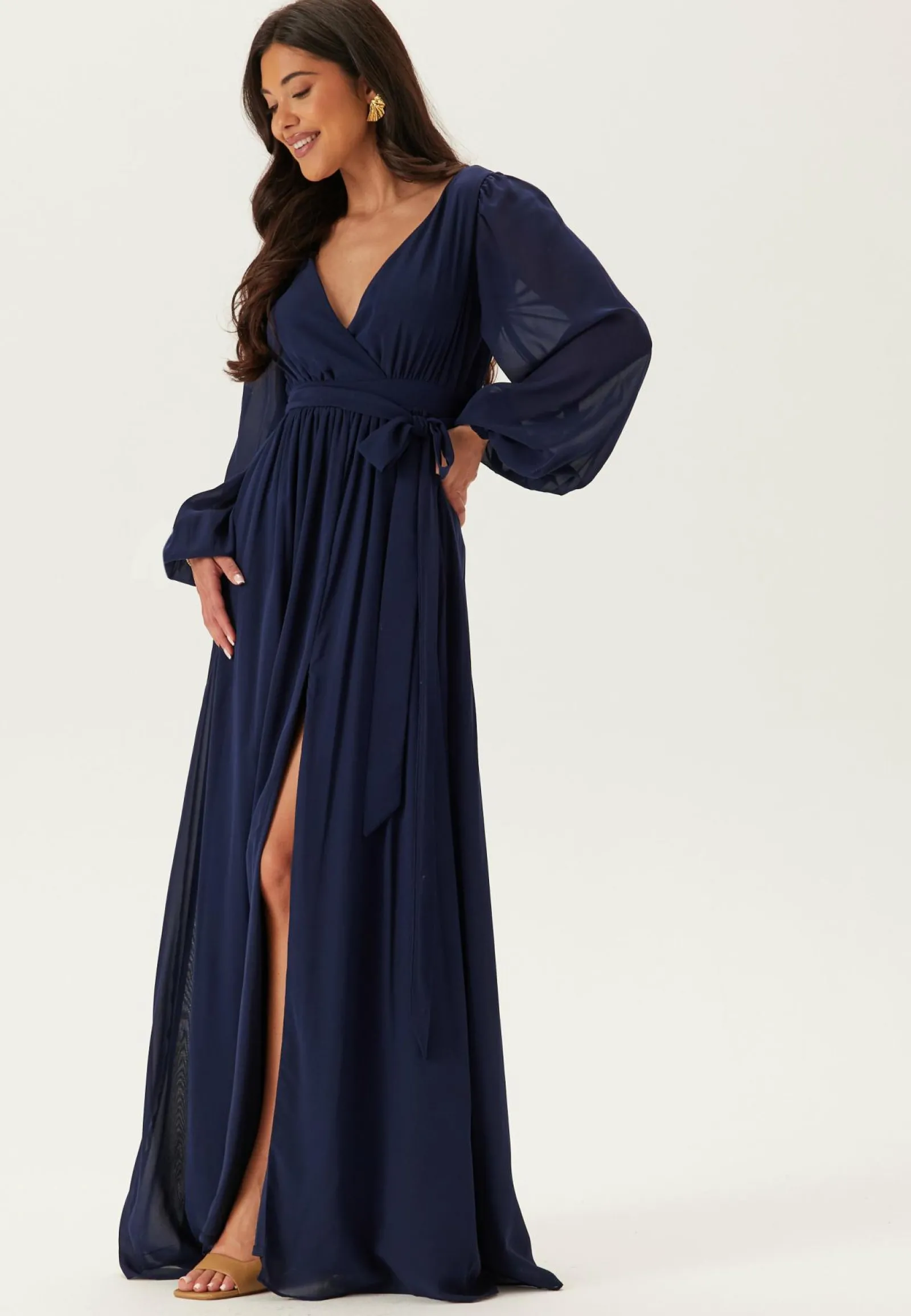 Goddiva Pitkähihaiset Mekot|Vanhojentanssimekot*Long Sleeve Chiffon Dress