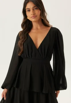 Goddiva Morsiusneitomekot|Juhlamekot*Long Sleeve Tiered Maxi Dress