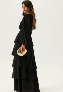 Goddiva Morsiusneitomekot|Juhlamekot*Long Sleeve Tiered Maxi Dress
