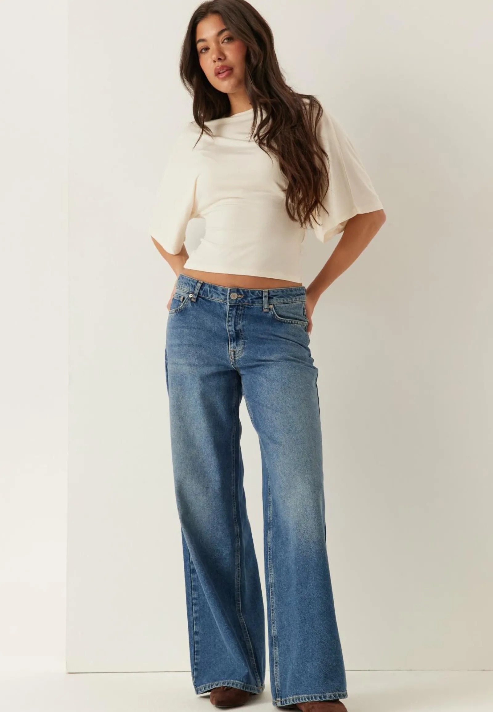 BUBBLEROOM Farkut|Leveälahkeiset Farkut*Mid Wide Jeans