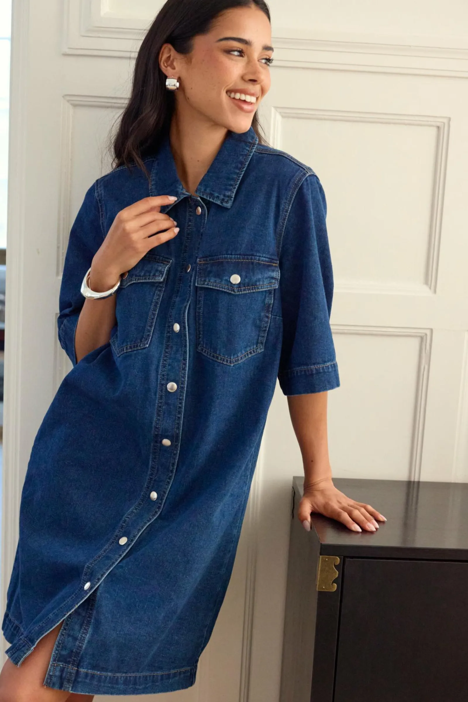 ONLY Farkkumekko|Minimekot*Onlbelle S/S BUTTON DRESS DNM