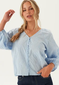 ONLY Yksiväriset Puserot Ja Paidat|Tunikat Ja Puserot*Onlzion 3/4 V-NECK EMB TOP WVN