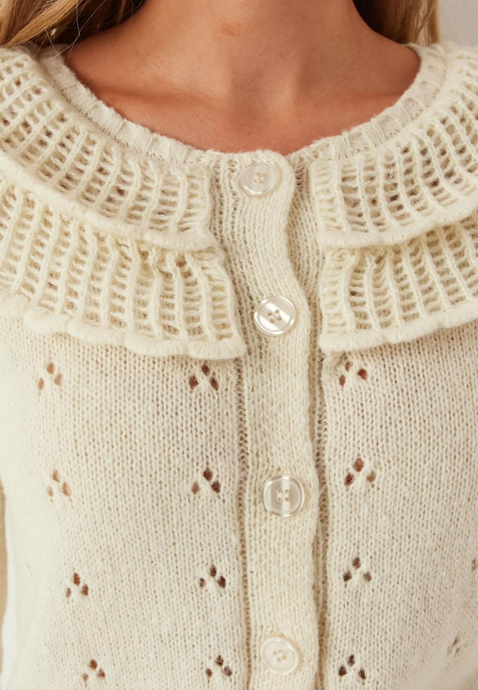 Pieces Neuletakit Ja Neuleet|Neuletakit*Pcdavis Ls O-neck Frill Cardigan