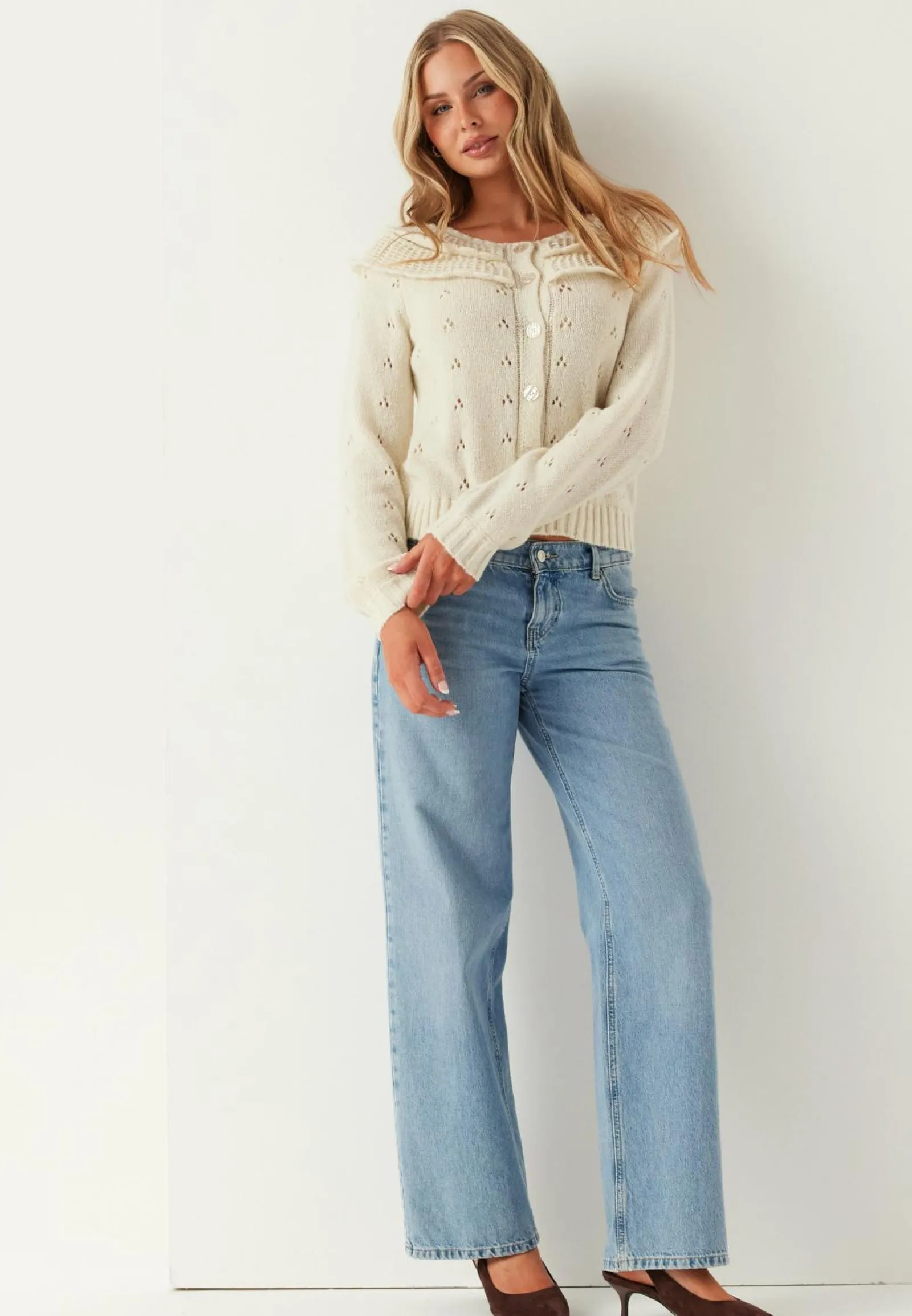 Pieces Neuletakit Ja Neuleet|Neuletakit*Pcdavis Ls O-neck Frill Cardigan