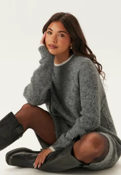 Pieces Pitkähihaiset Mekot|Neulotut Mekot*Pcivy Ls Contrast Knit Dress