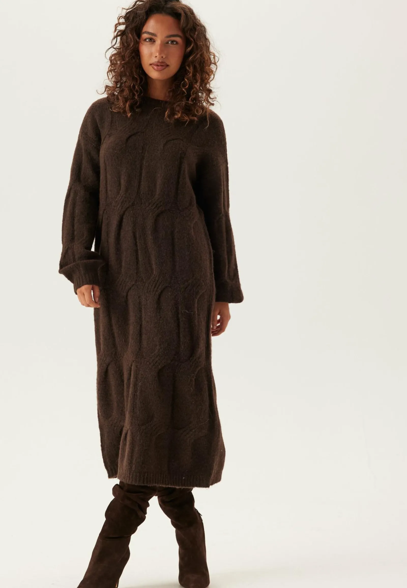 Pieces Midimekot|Neulotut Mekot*Pcjenna Ls Cable Knit Midi Dre