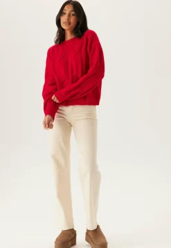 Pieces Neulepuserot|Neulotut Neulepuserot*Pcjenna Ls O-neck Cable Knit