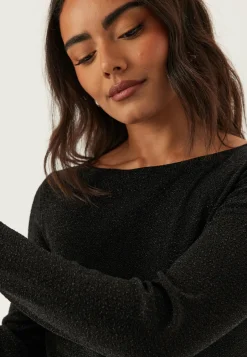 Pieces Glittertopit|Pitkähihaiset Topit*Pcjina Ls Boatneck Top Jrs