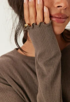 Pieces Pitkähihaiset Topit|Perustopit*Pcmarie Ls O-neck Poin Top