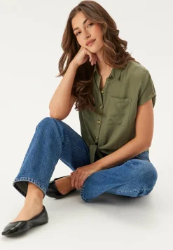 Pieces Rennot Puserot Ja Paidat|Rennot Topit*Pcpia Ss Tie Shirt Wvn Noos