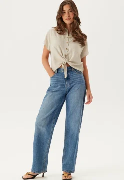 Pieces Rennot Puserot Ja Paidat|Rennot Topit*Pcpia Ss Tie Shirt Wvn Noos