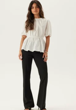 BUBBLEROOM Yksiväriset Puserot Ja Paidat|Röyhelöpuserot*Puff Sleeve Peplum Blouse