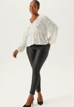 Happy Holly Skinny-Housut|Korkeavyötäröiset Housut*Push-up Coated Slim Trousers