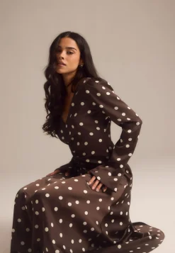 Bubbleroom Occasion Kukkakuosiset Ja Kuviolliset Mekot|Pilkulliset Mekot*Ruched Front Midi Dress