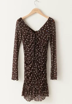 BUBBLEROOM Kukkakuosiset Ja Kuviolliset Mekot|Pilkulliset Mekot*Ruched Mesh Frill Dress