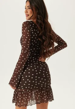 BUBBLEROOM Kukkakuosiset Ja Kuviolliset Mekot|Pilkulliset Mekot*Ruched Mesh Frill Dress