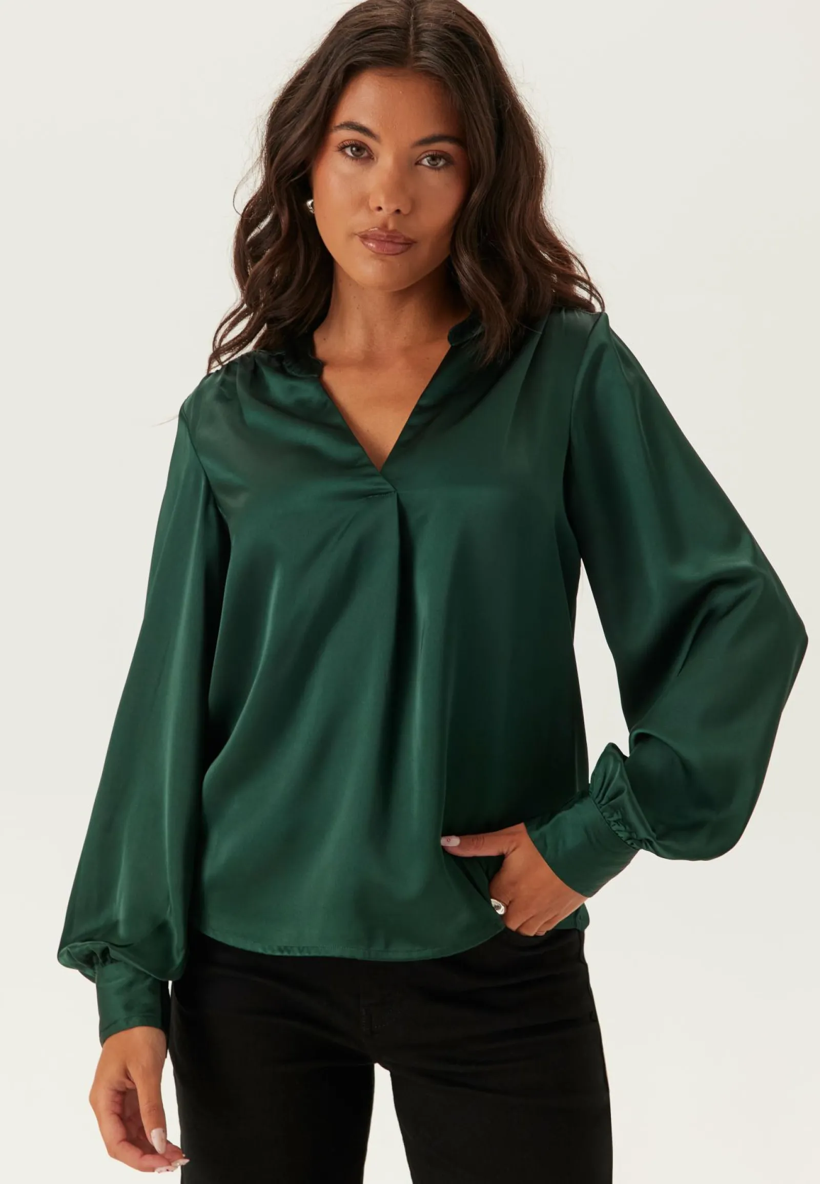 BUBBLEROOM Yksiväriset Puserot Ja Paidat|Tunikat Ja Puserot*Satin Puff Sleeve Blouse