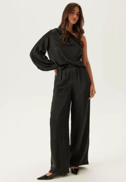 BUBBLEROOM Leveälahkeiset Housut|Korkeavyötäröiset Housut*Satin Trousers