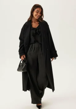 BUBBLEROOM Leveälahkeiset Housut|Korkeavyötäröiset Housut*Satin Trousers