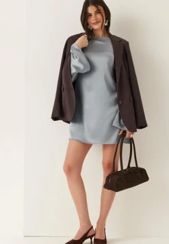 BUBBLEROOM Satiinimekot|Pitkähihaiset Mekot*Satin Trumpet Sleeve Short Dress