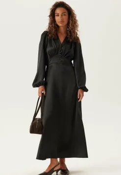 BUBBLEROOM Puhvihihalliset Mekot|Satiinimekot*Satin V-neck Maxi Dress