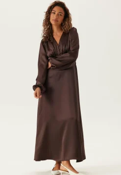 BUBBLEROOM Puhvihihalliset Mekot|Satiinimekot*Satin V-neck Maxi Dress