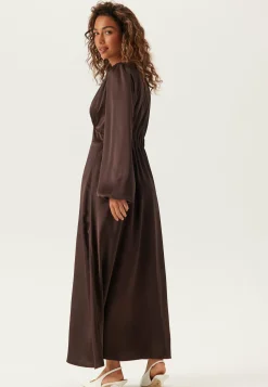 BUBBLEROOM Puhvihihalliset Mekot|Satiinimekot*Satin V-neck Maxi Dress