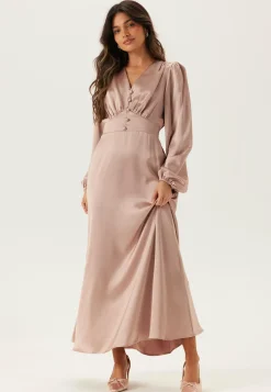 BUBBLEROOM Puhvihihalliset Mekot|Satiinimekot*Satin V-neck Maxi Dress