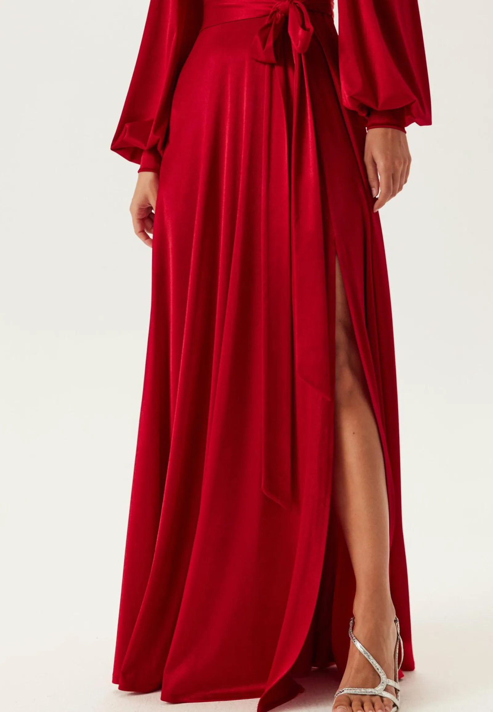 Goddiva Joulumekot|Satiinimekot*Satin Volume Sleeve Maxi Dress