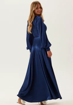 Goddiva Morsiusneitomekot|Pitkähihaiset Mekot*Satin Volume Sleeve Maxi Dress