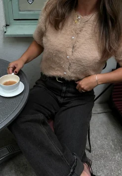 BUBBLEROOM Juhlavat Neuleet|Neuletakit Ja Neuleet*Short Sleeve Fluffy Knitted Cardigan