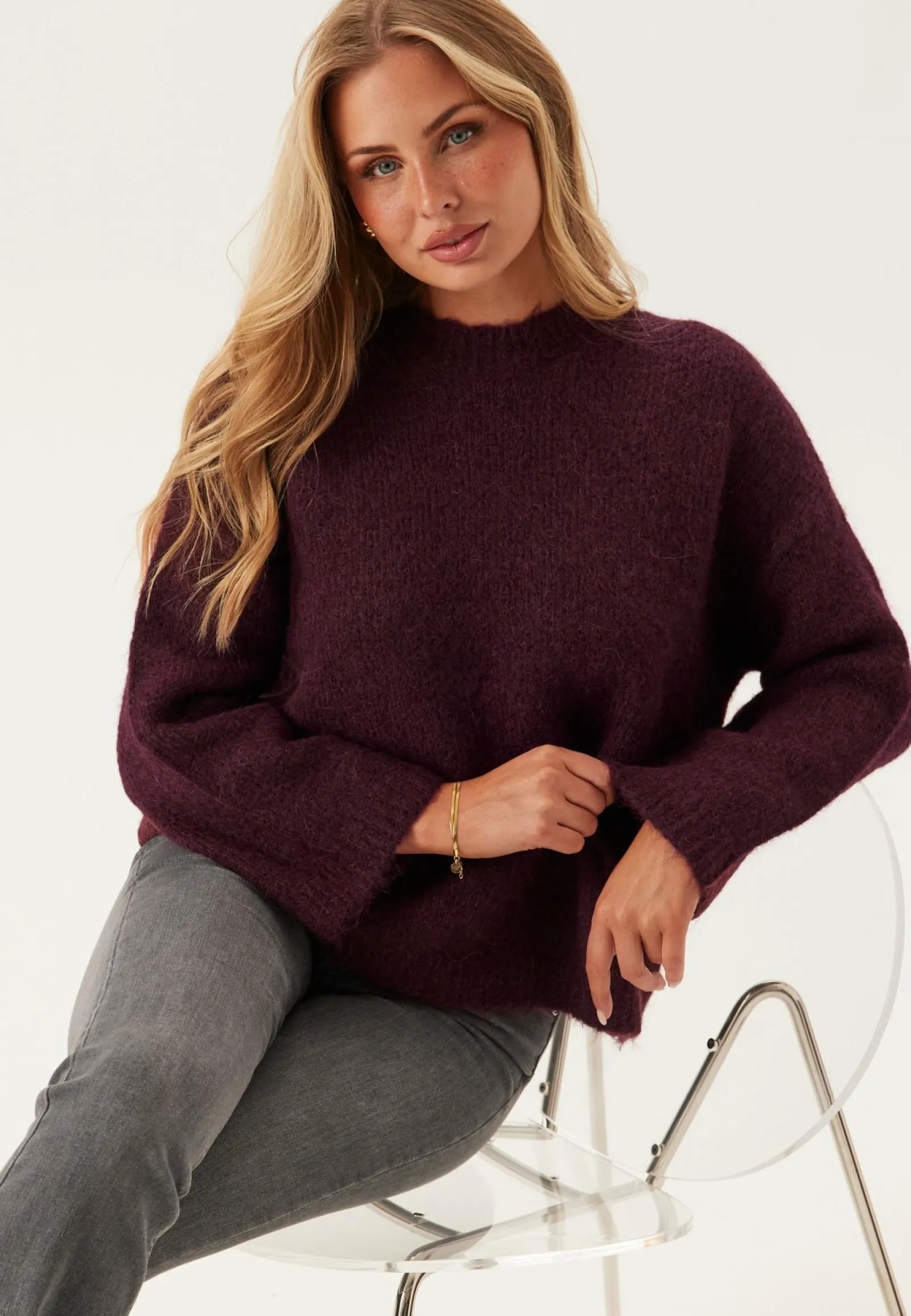 SELECTED Neulepuserot|Neulotut Neulepuserot*Slfgabriella Ls Knit New O-nec