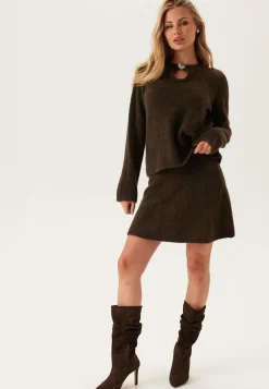 SELECTED Neulepuserot|Neulotut Neulepuserot*Slflulu Brushed Ls Knit Keyhol