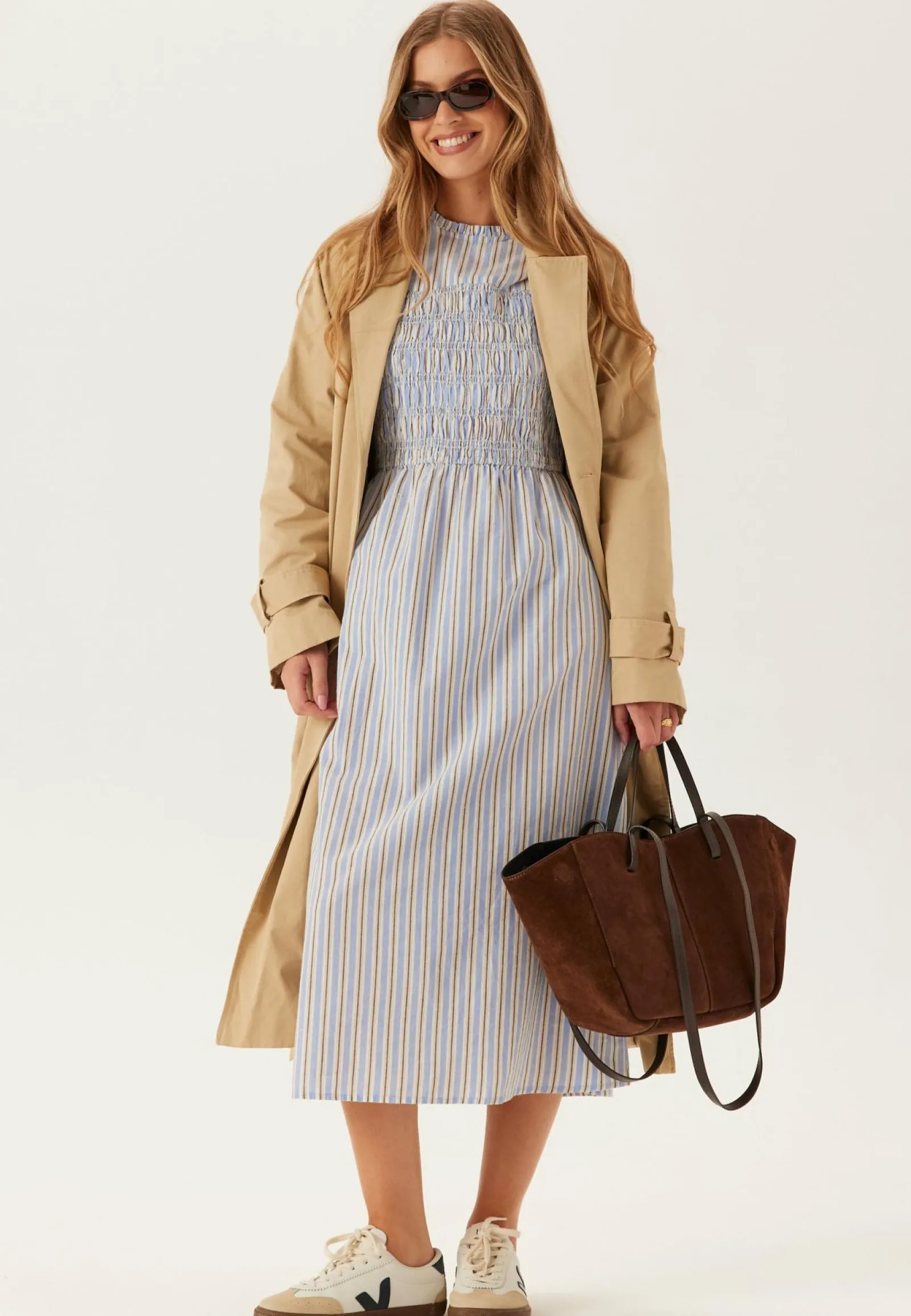 BUBBLEROOM Raidalliset Mekot|Smokkimekot*Smock Cotton Dress