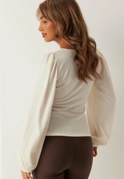 BUBBLEROOM Pitkähihaiset Topit|Perustopit*Square Neck Balloon Sleeve Top