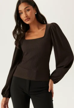 BUBBLEROOM Pitkähihaiset Topit|Perustopit*Square Neck Balloon Sleeve Top