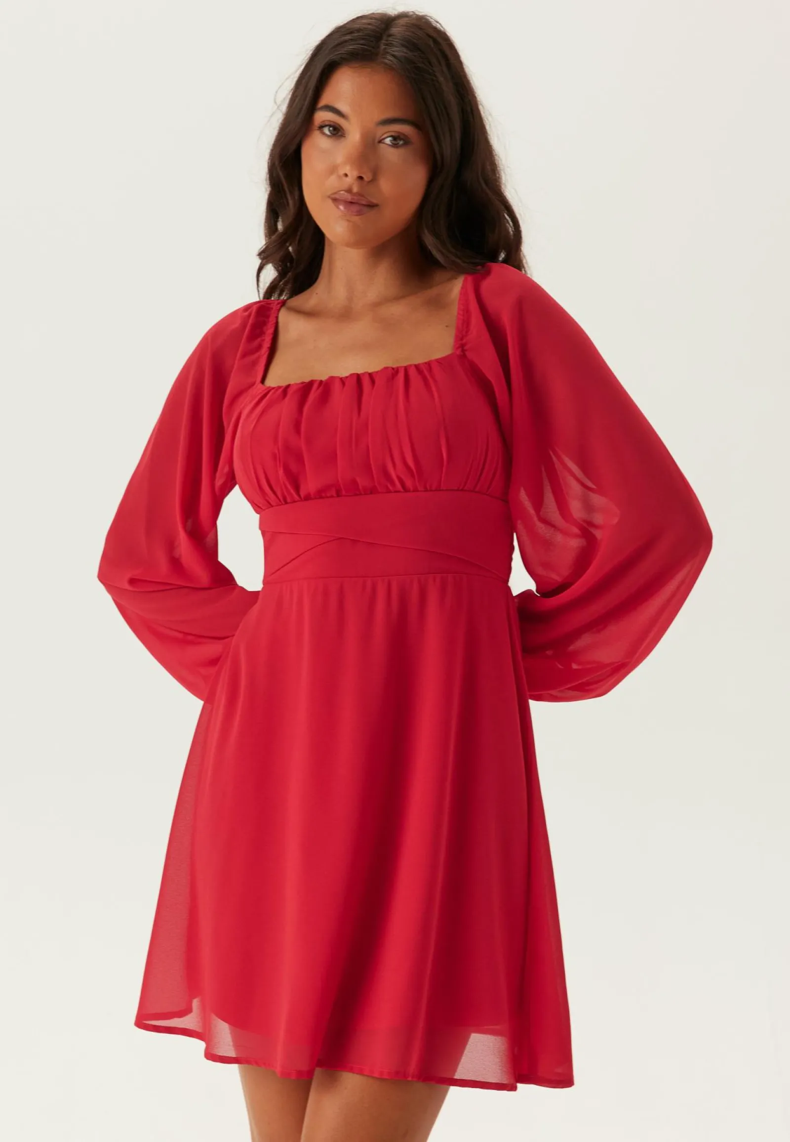 BUBBLEROOM Joulumekot|Smokkimekot*Square Neck L/S Georgette Dress