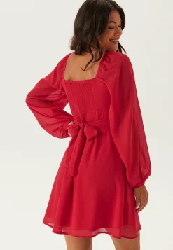 BUBBLEROOM Joulumekot|Smokkimekot*Square Neck L/S Georgette Dress