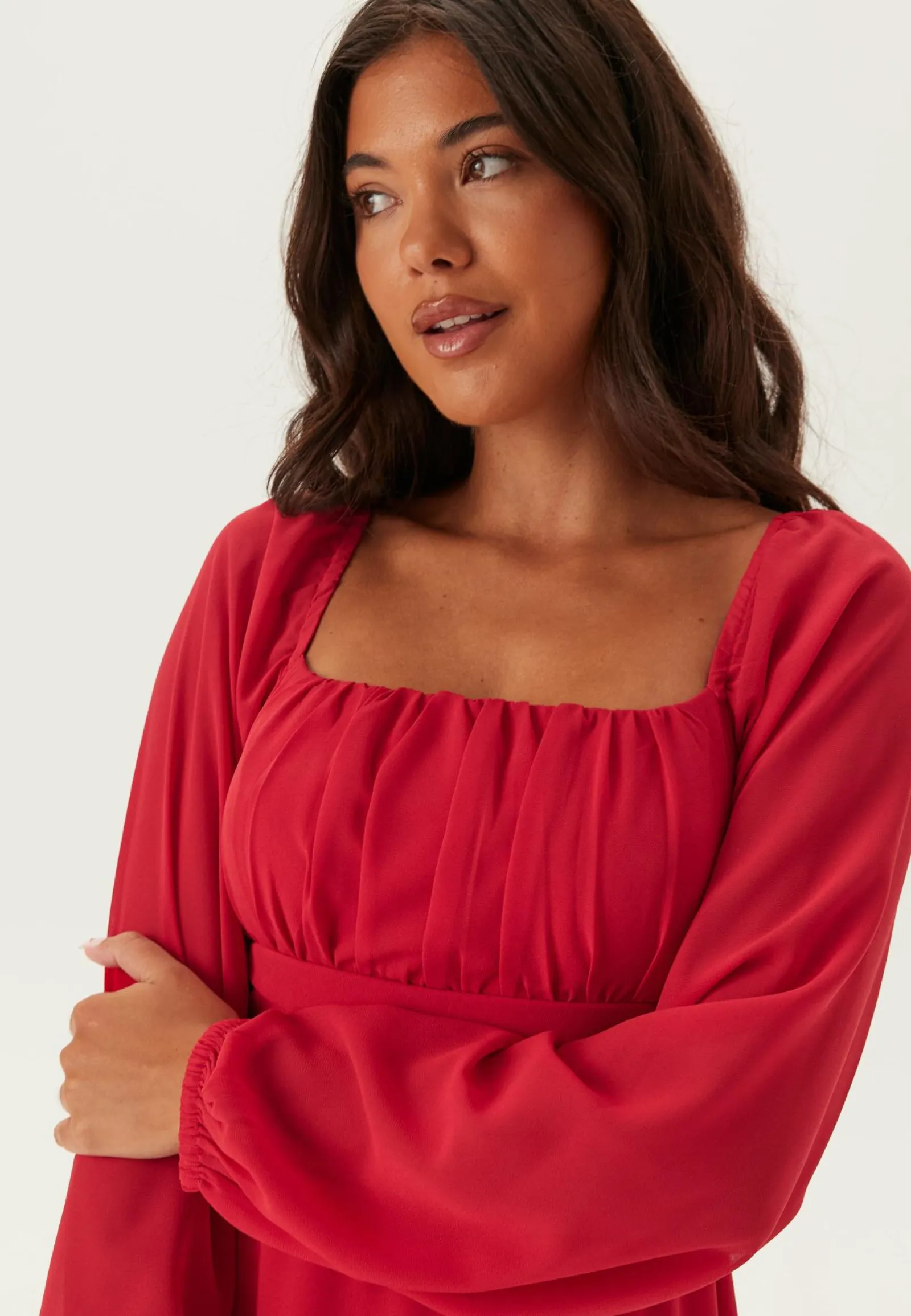 BUBBLEROOM Joulumekot|Smokkimekot*Square Neck L/S Georgette Dress