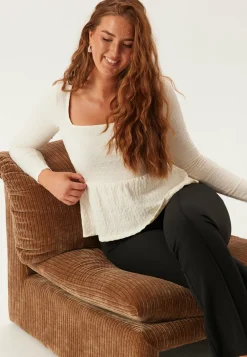 BUBBLEROOM Pitkähihaiset Topit|Juhlatopit*Square Neck Peplum Top